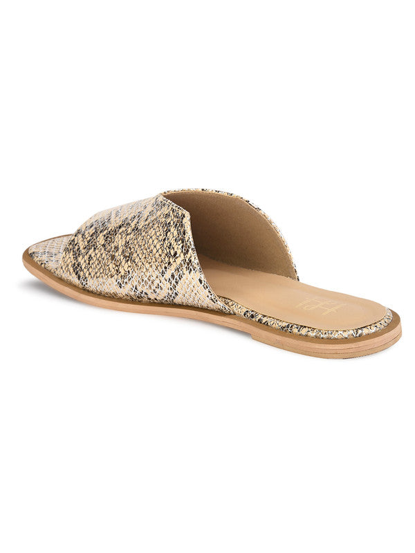 Hydes N Hues Metalic Beige Silver Flat Sandal For Women
