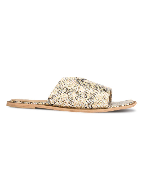 Hydes N Hues Metalic Beige Silver Flat Sandal For Women