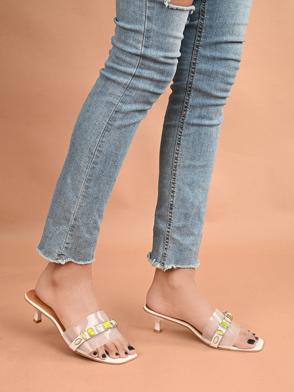 Hydes N Hues White Heel Sandal For Women