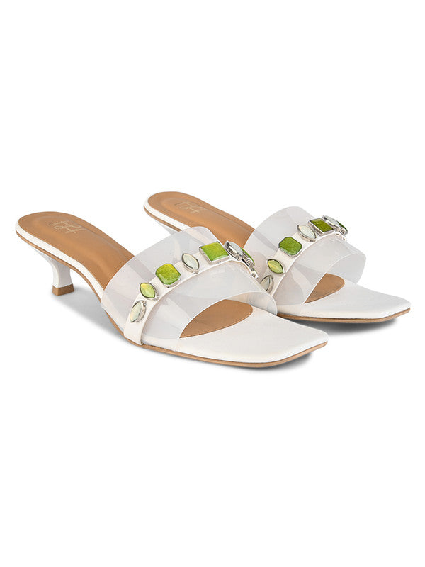 Hydes N Hues White Heel Sandal For Women