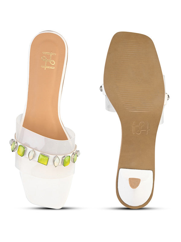 Hydes N Hues White Heel Sandal For Women