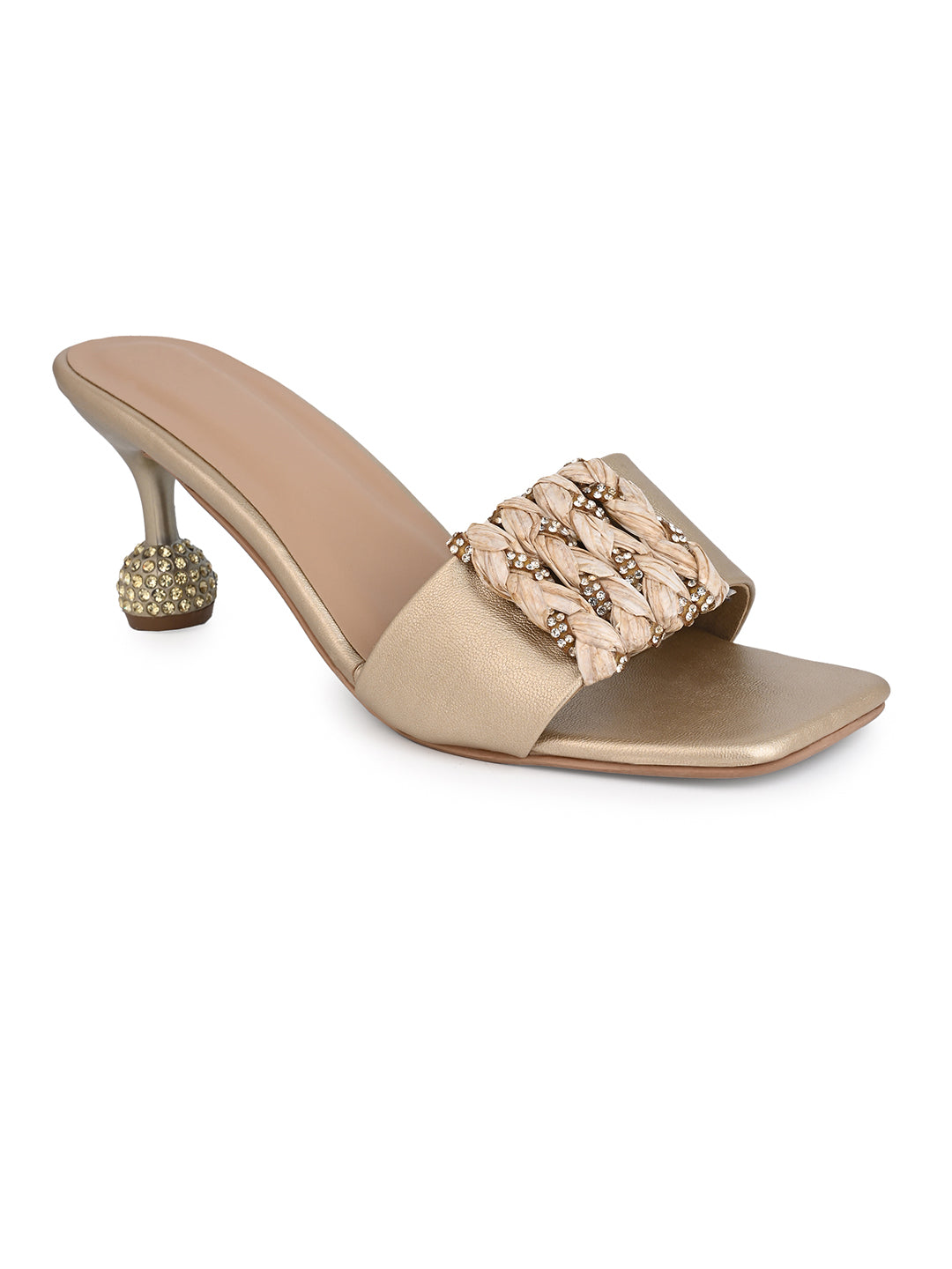 Hydes N Hues Gold kitten Heel Sandal