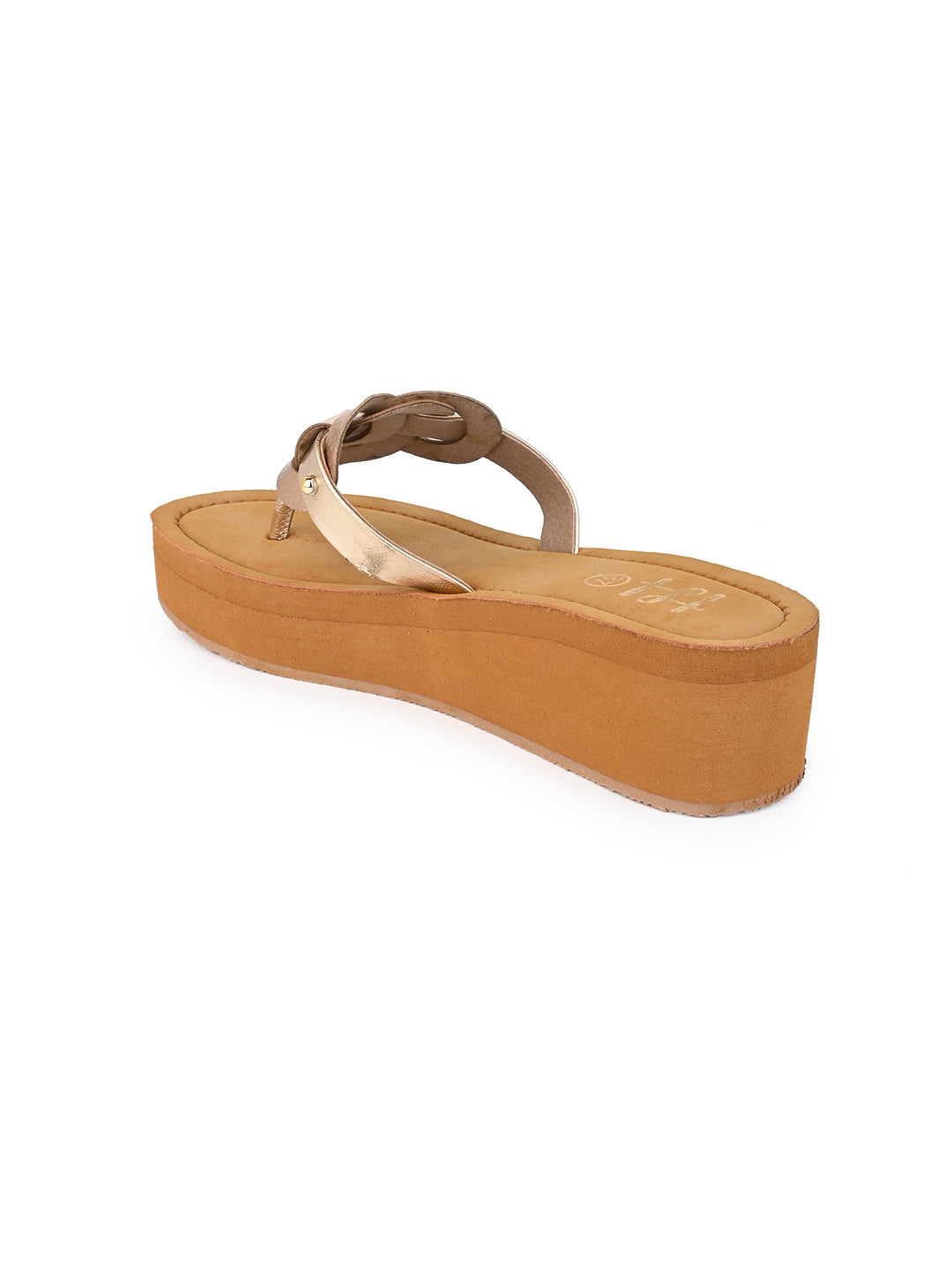 Hydes N Hues Golden Textured Design Block Heels