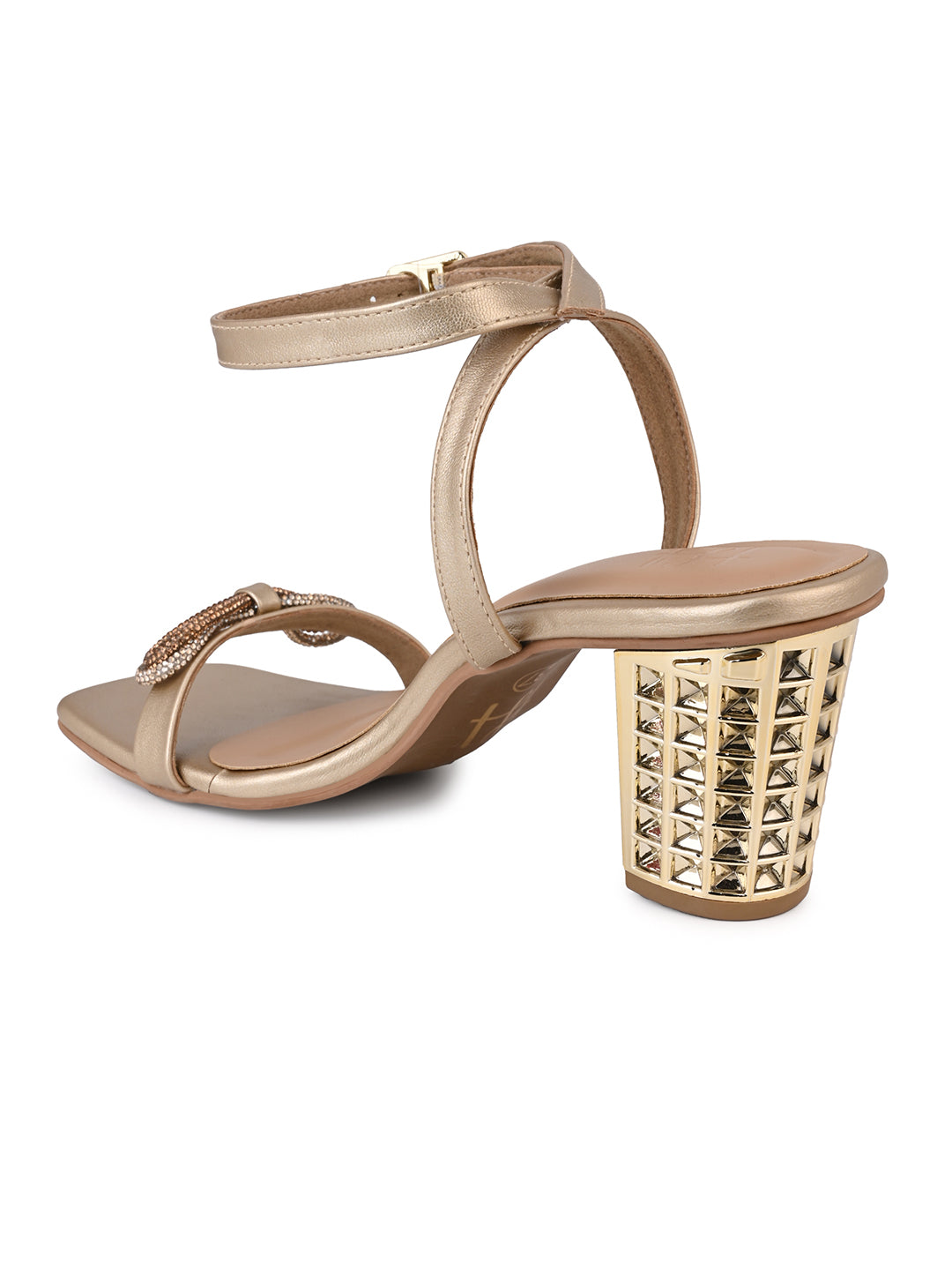 Hydes N Hues Golden Block Heels Sandal