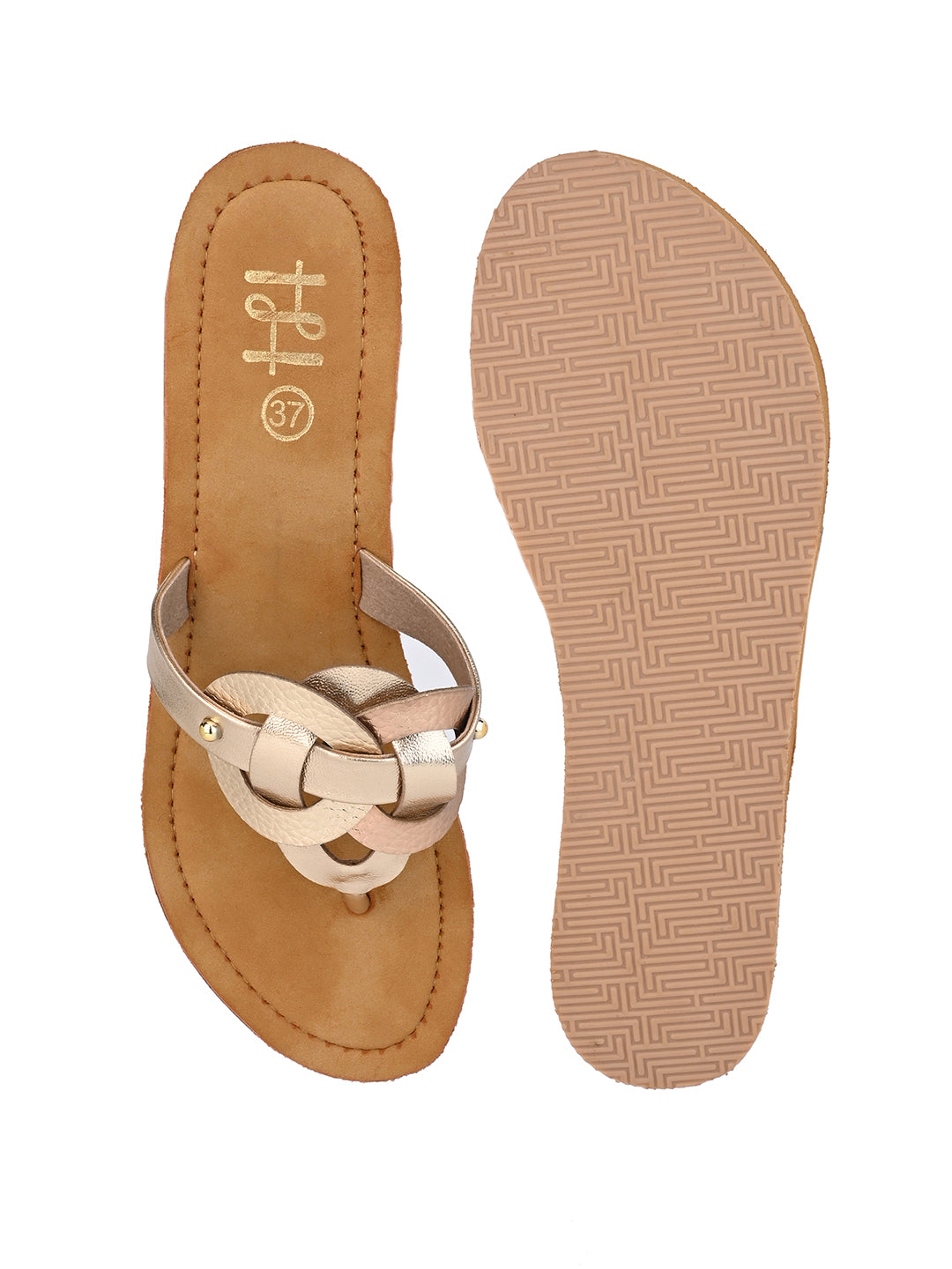 Hydes N Hues Golden Textured Design Block Heels