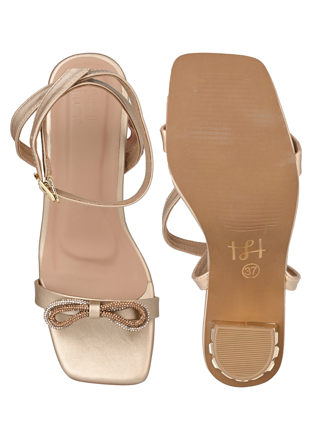 Hydes N Hues Golden Block Heels Sandal