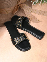 Hydes N Hues Black Buckle Flats For Women