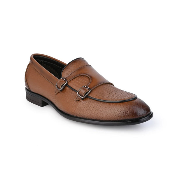 Hydes N Hues Men Tan Leather Monkstrap Slip-Ons