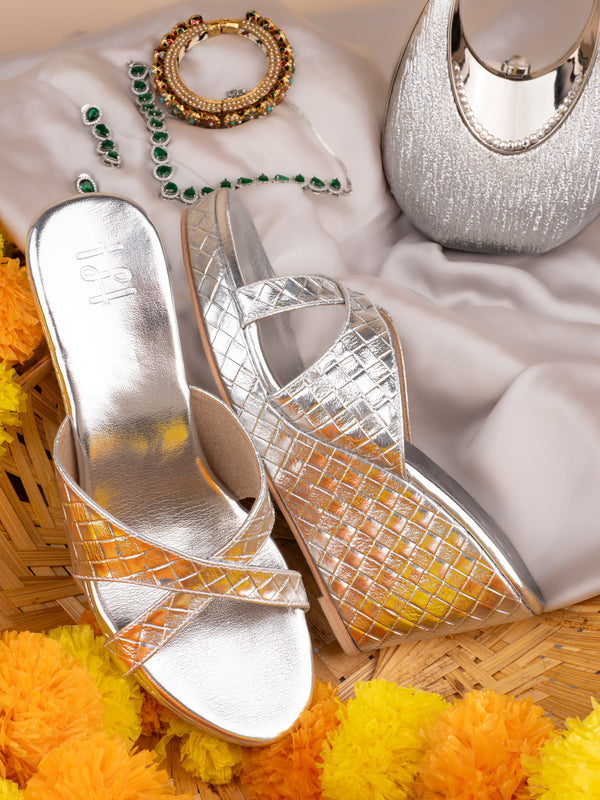 Hydes N Hues Silver Wedge Heel Sandal For Women