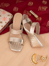 Hydes N Hues Gold Small Wedge Heel Sandal For Women