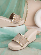 Hydes N Hues Cream Wedge Heel Sandal For Women