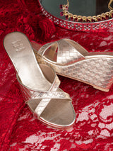 Hydes N Hues Gold Wedge Heel Sandal For Women
