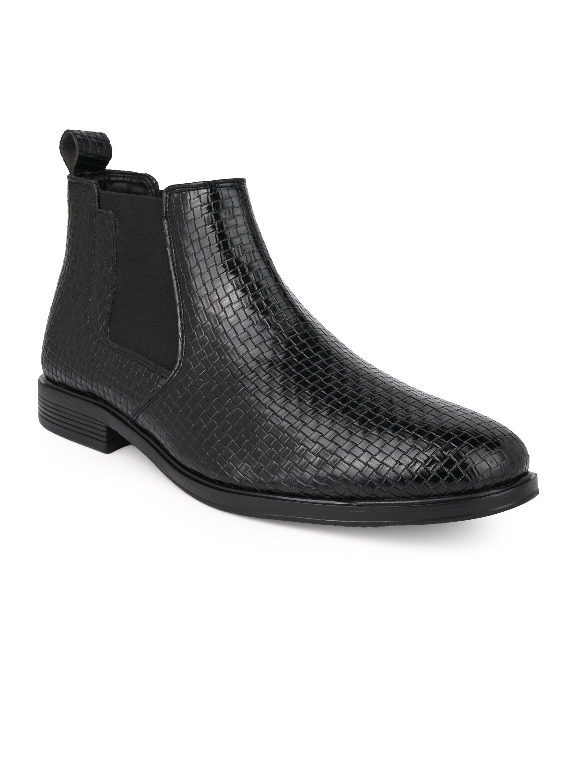 Hydes N Hues Men Black Textured Boots