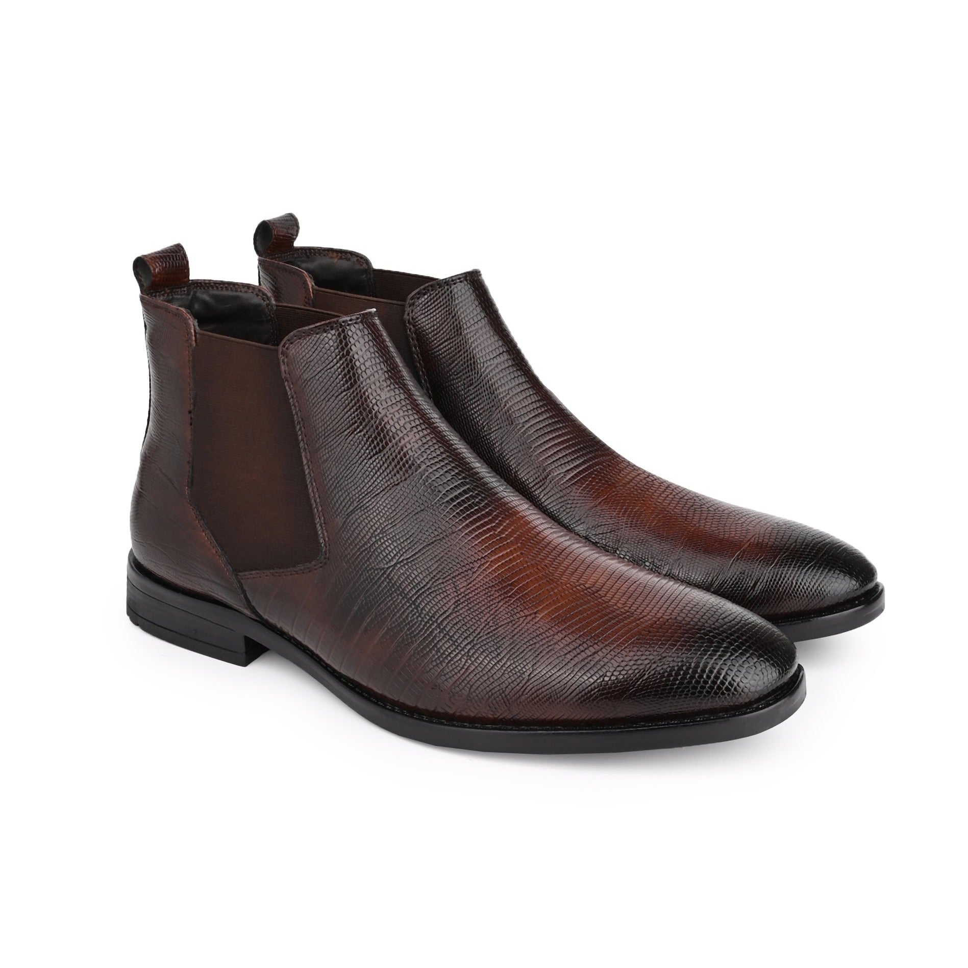 Hydes N Hues Men Brown Textured Boots
