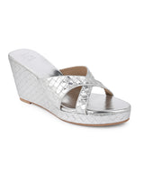 Hydes N Hues Silver Wedge Heel Sandal For Women