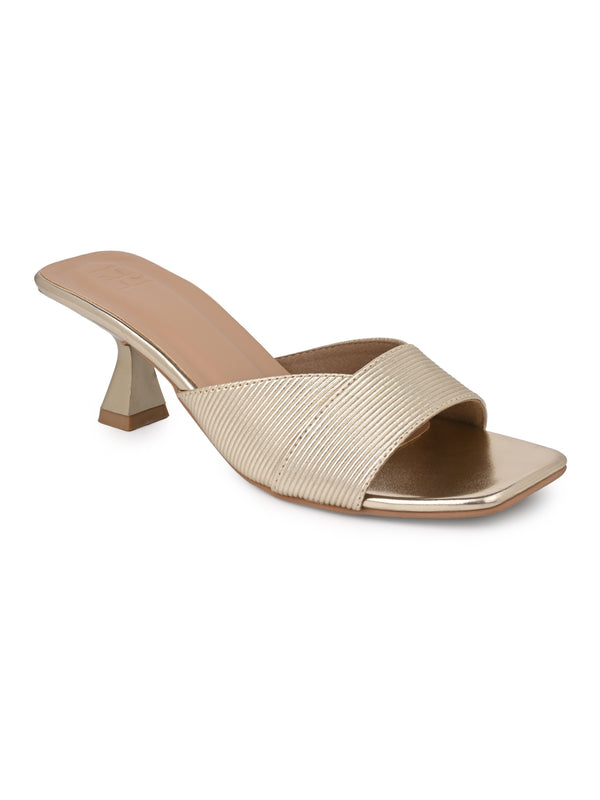 Hydes N Hues Gold Kitten Heel Sandal For Women