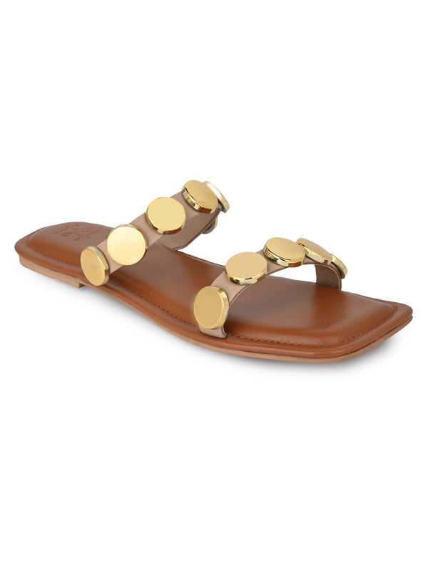 Hydes N Hues Golden coin Open toe Flats For Women