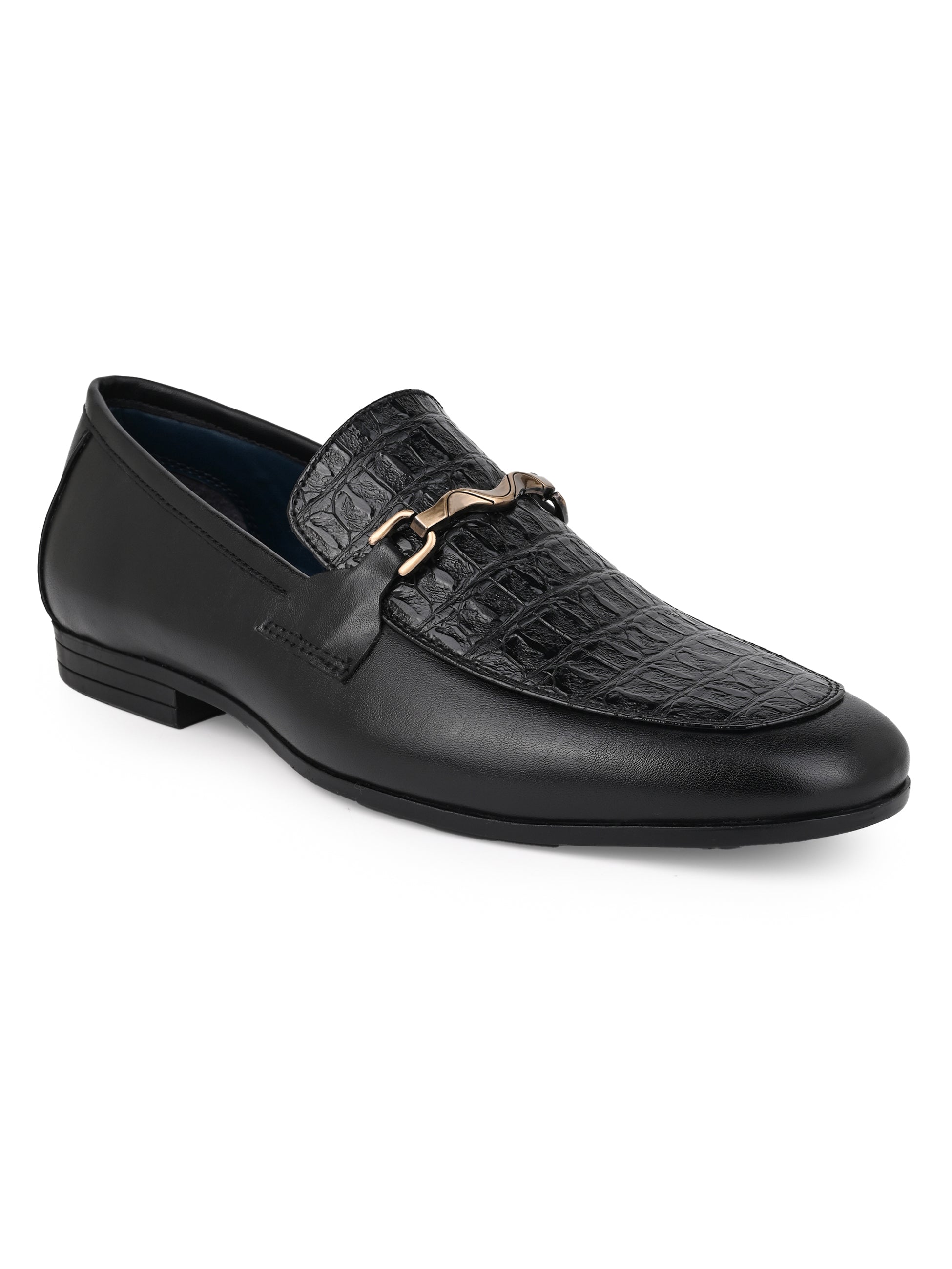 Hydes N Hues Men Black Textured Loafers
