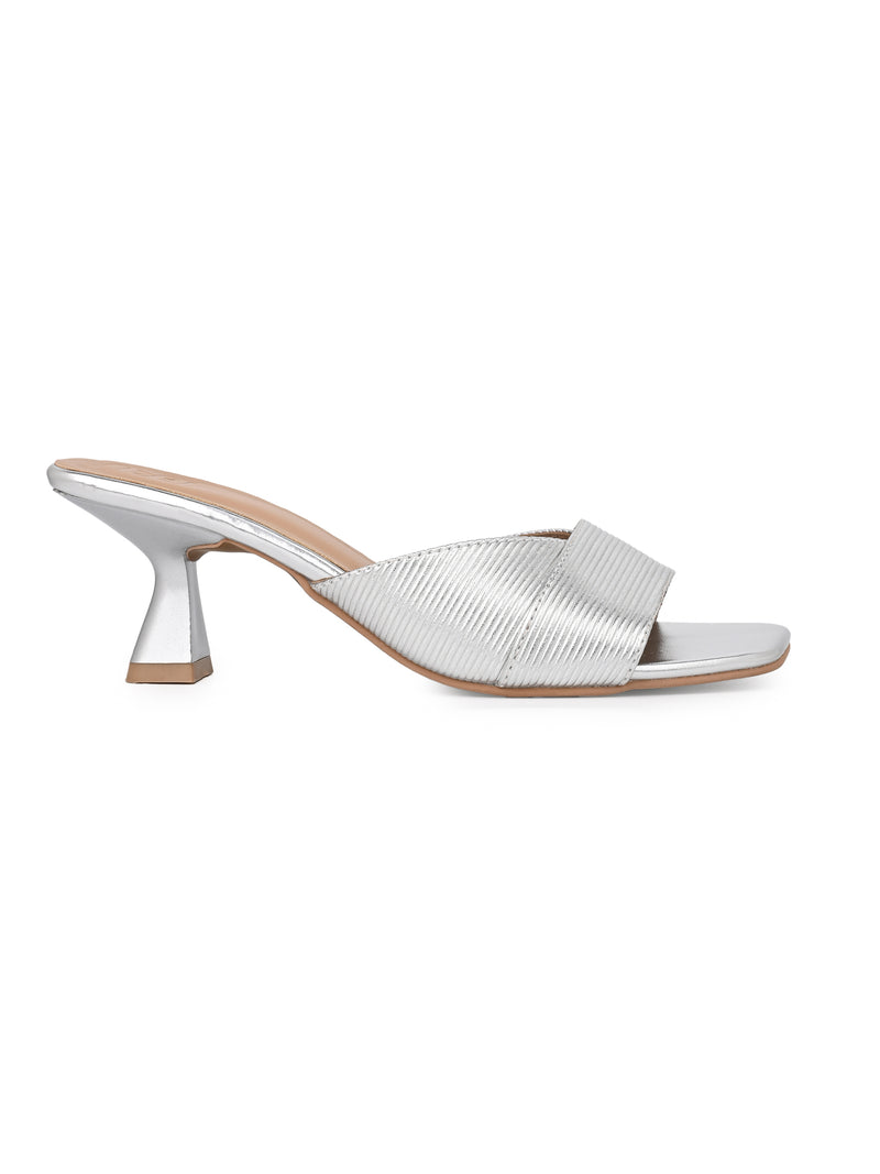 Hydes N Hues Silver Kitten Heel Sandal For Women