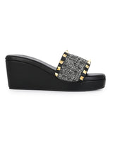 Hydes N Hues Blak Wedge Heel Sandal For Women
