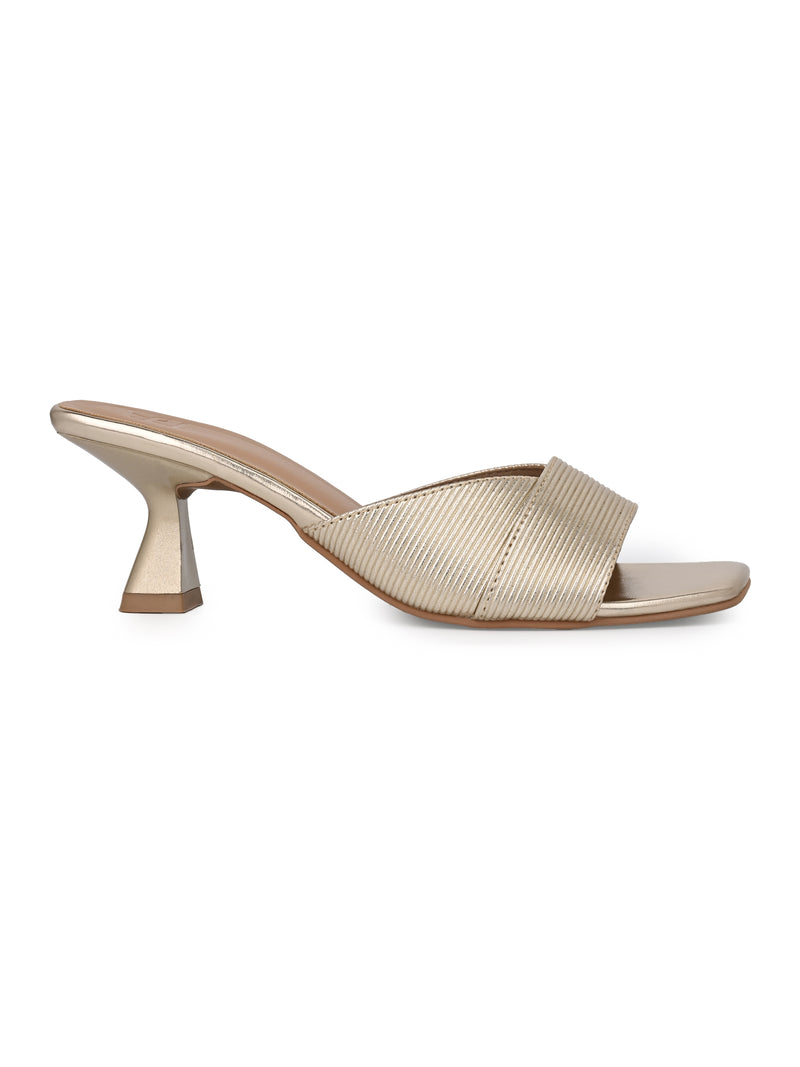 Hydes N Hues Gold Kitten Heel Sandal For Women
