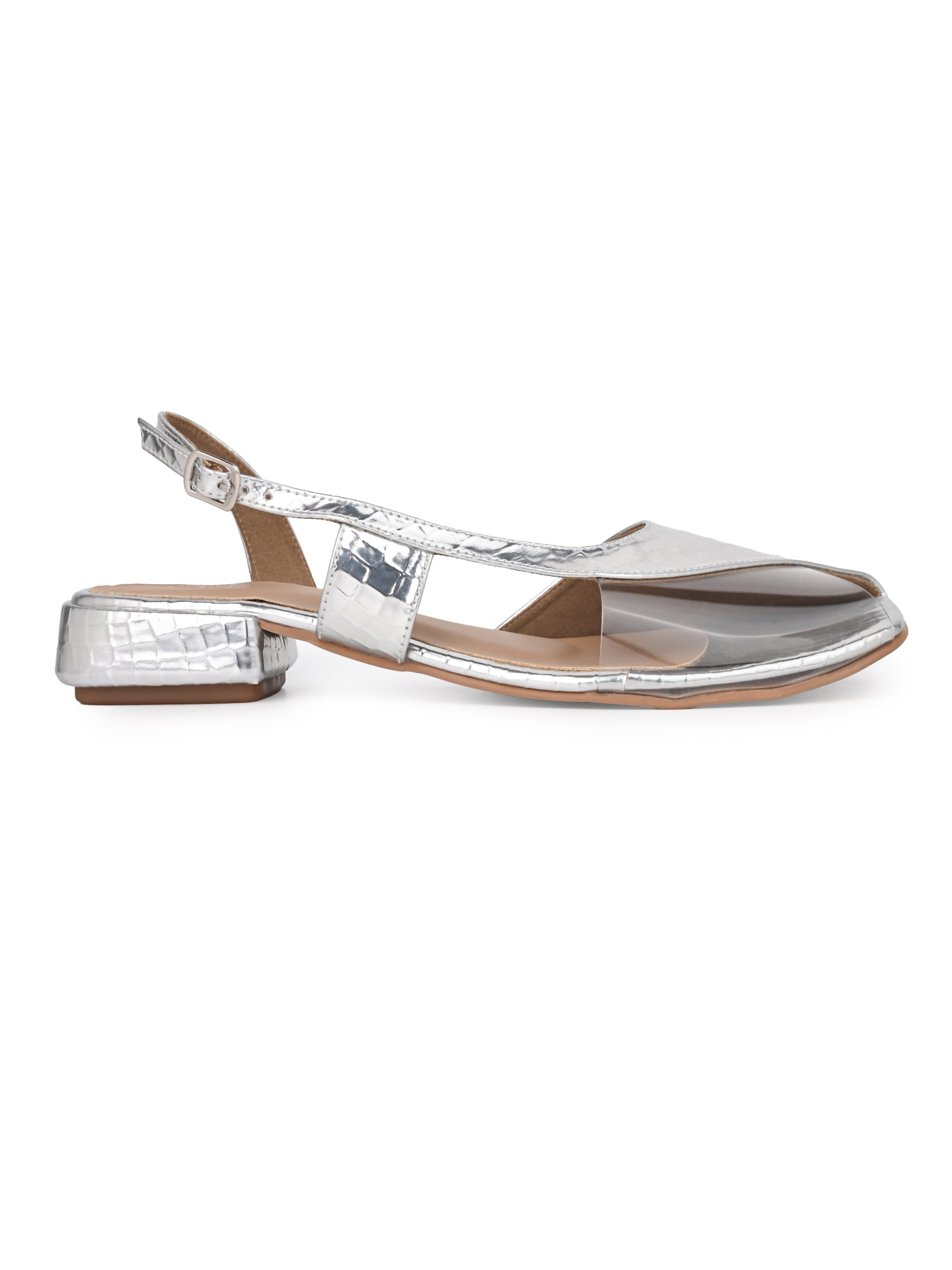 Hydes N hues Silver Open Toe Flats For Women