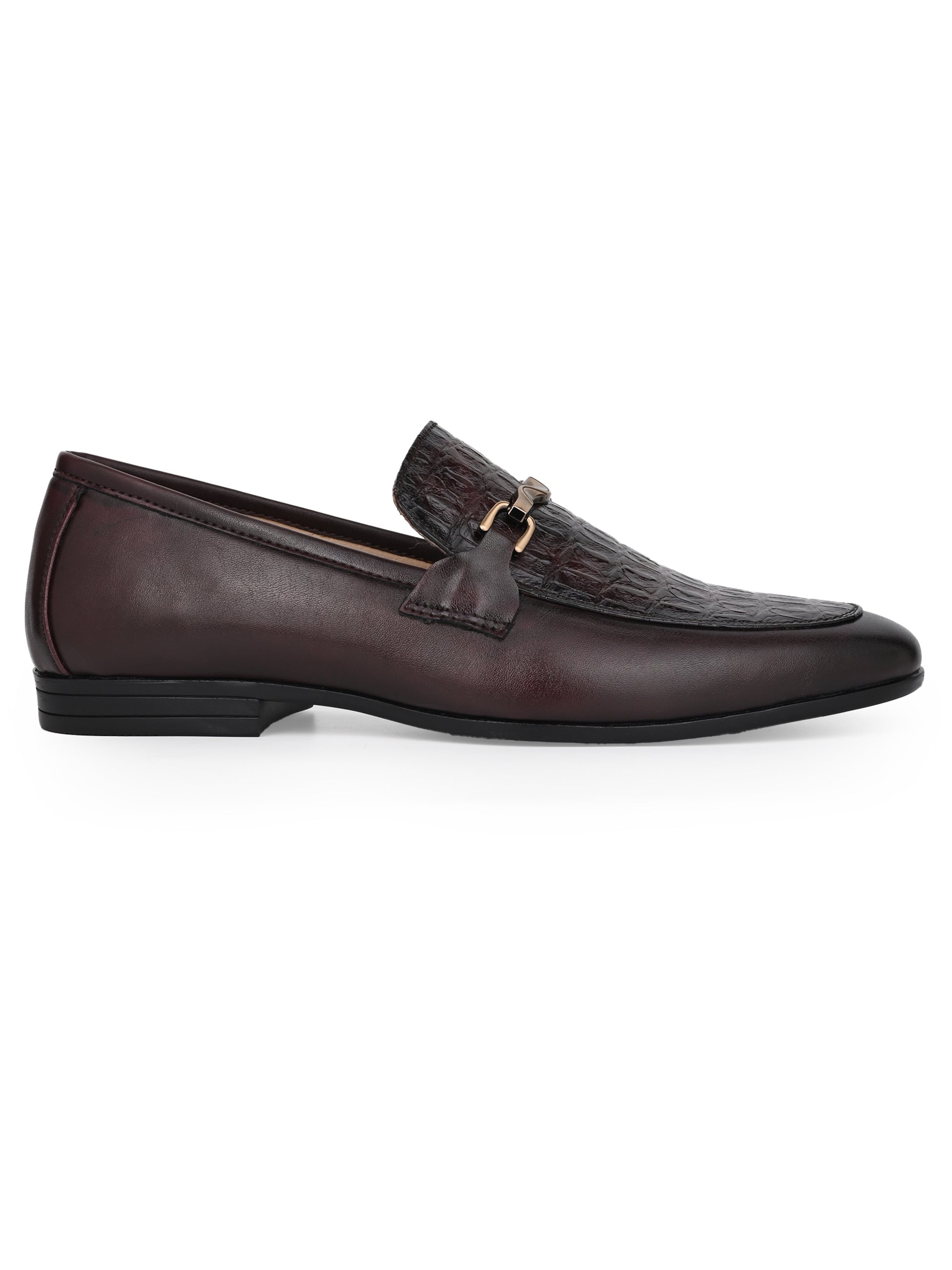 Hydes N Hues Men Brown Textured Loafers