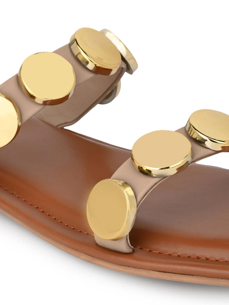 Hydes N Hues Golden coin Open toe Flats For Women