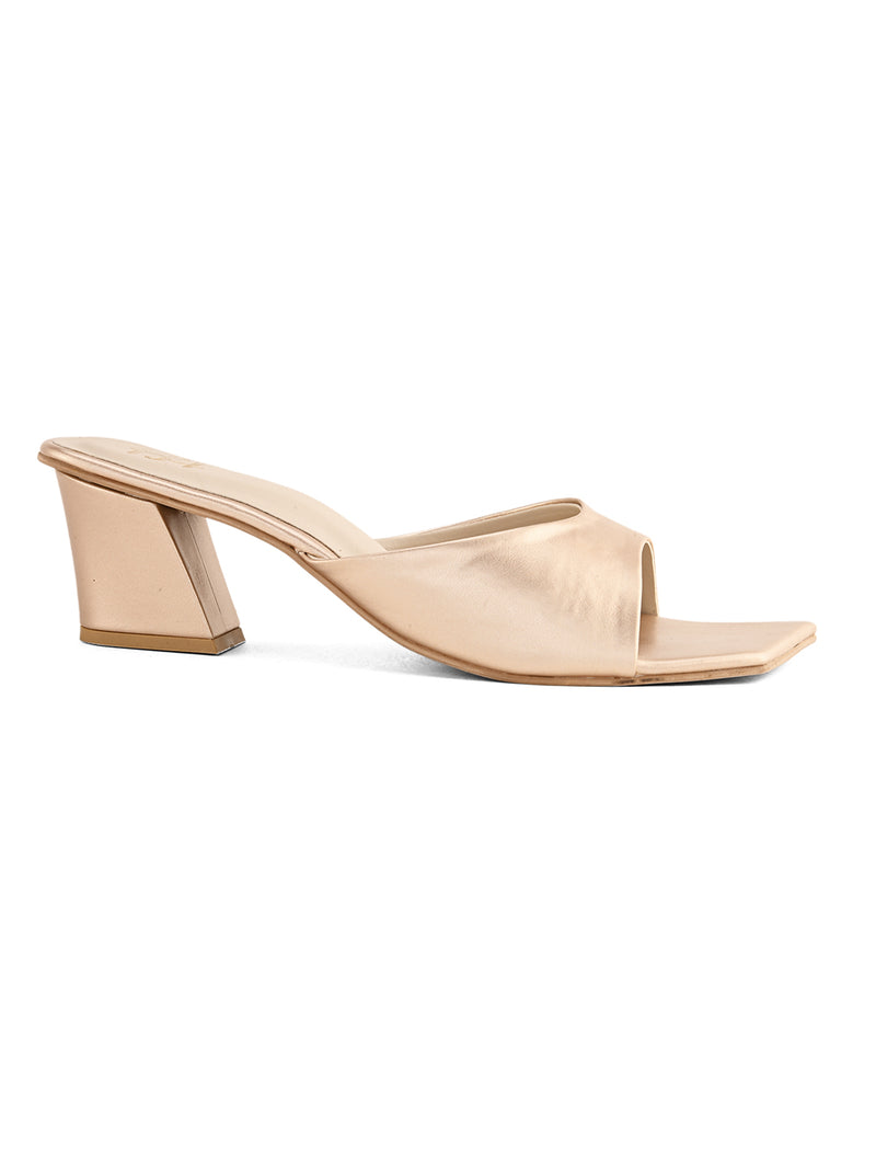 Hydes N Hues Rose Gold Block Heel Sandal For Women