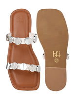 Hydes N Hues Silver coin Open toe Flats For Women