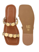 Hydes N Hues Golden coin Open toe Flats For Women