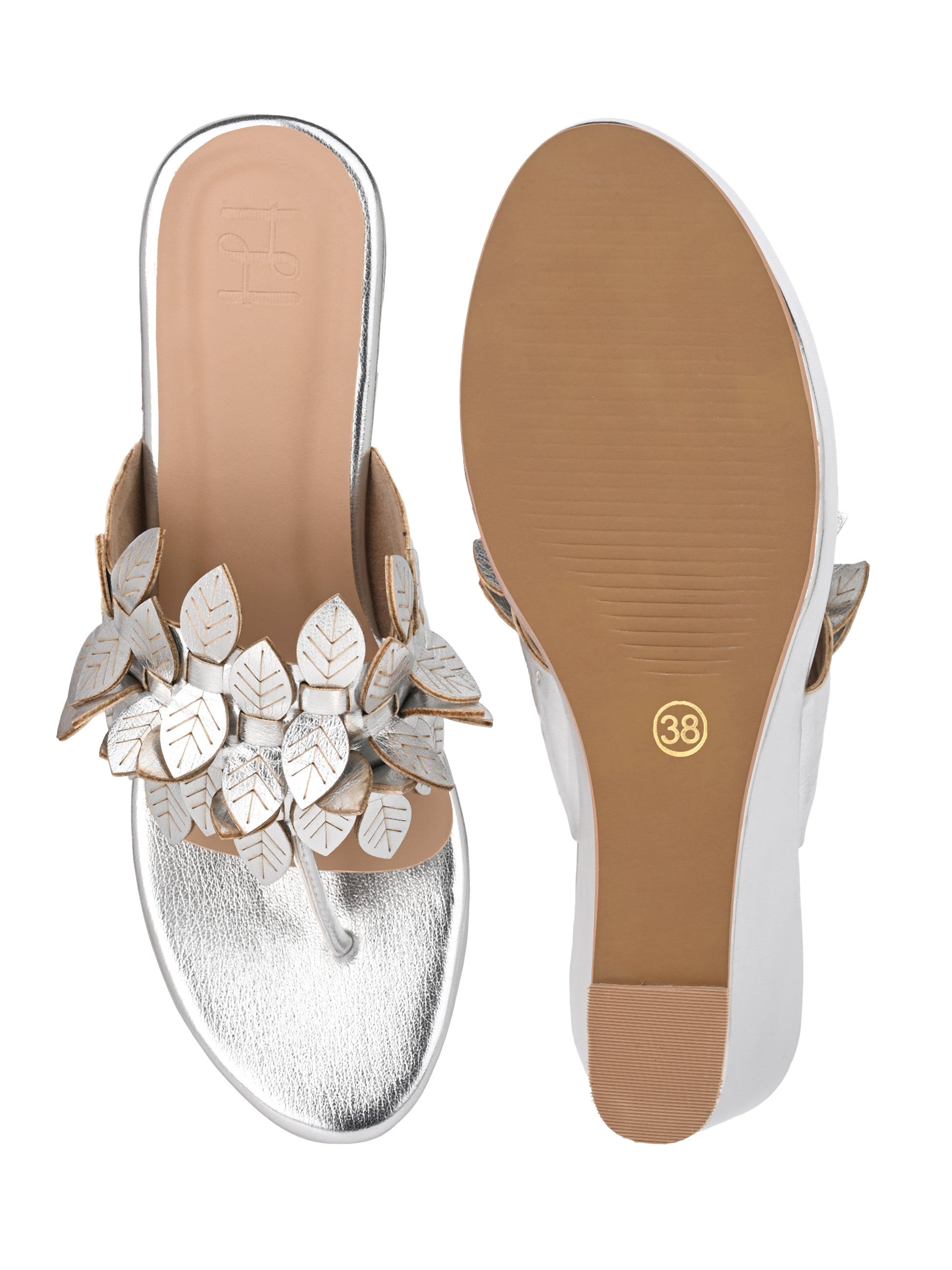 Hydes N Hues Silver Leaf Wedge Heel Sandal for Women