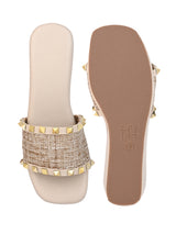 Hydes N Hues Cream Wedge Heel Sandal For Women