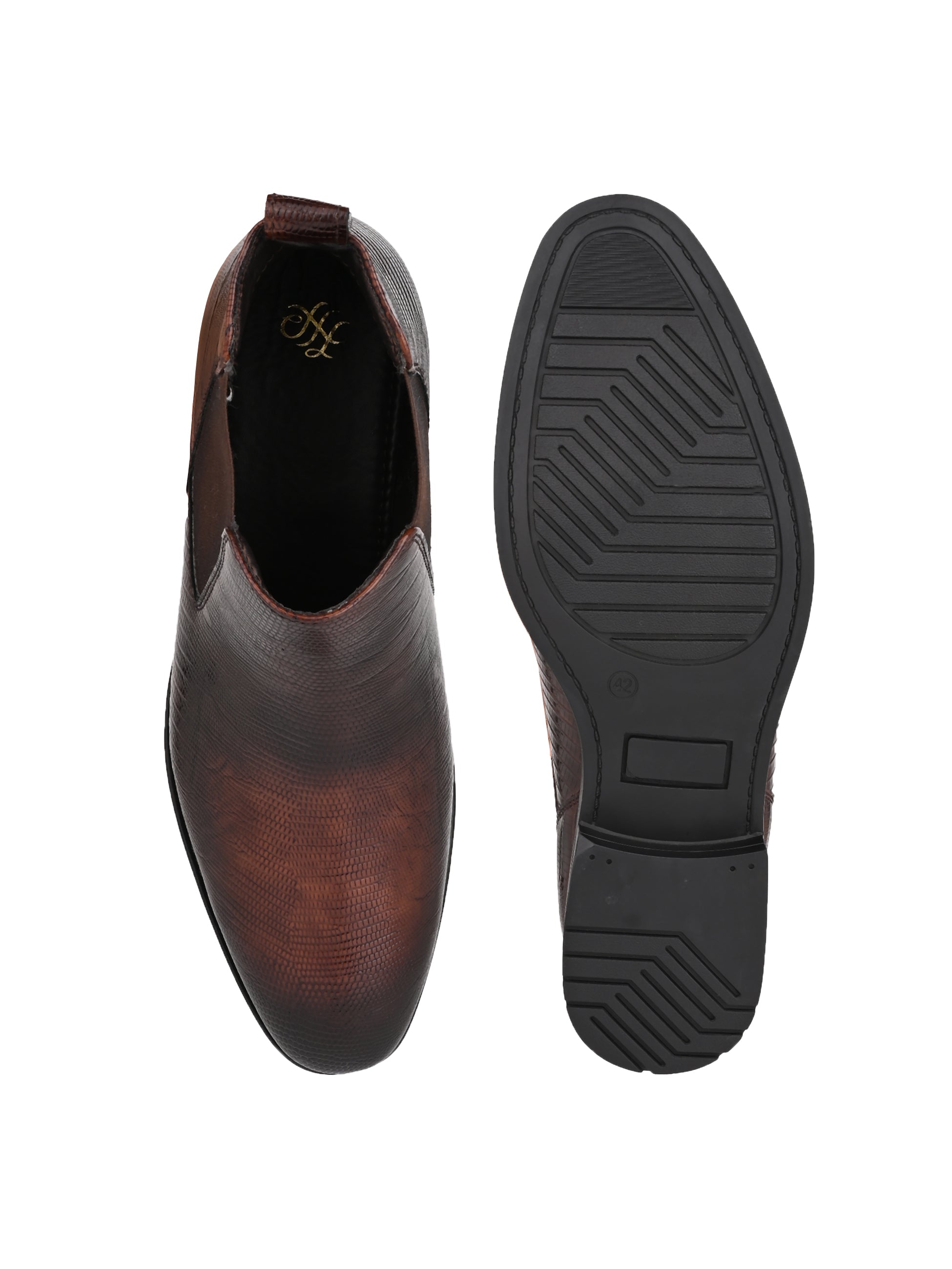 Hydes N Hues Men Brown Textured Boots