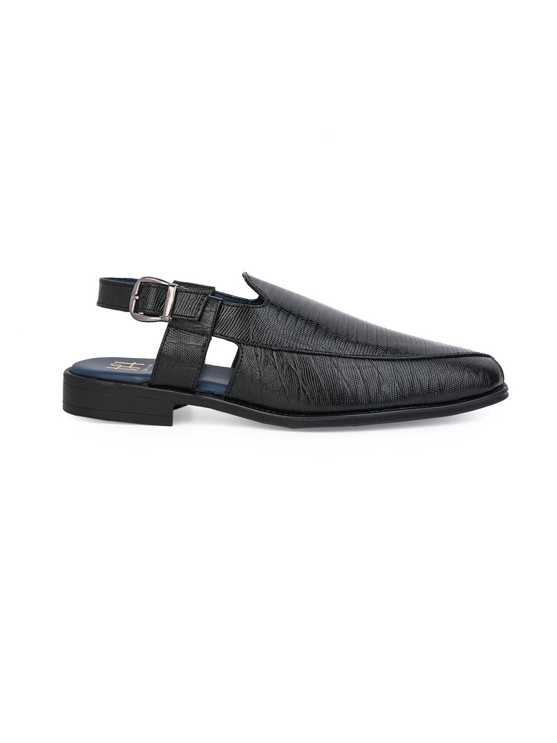 Hydes N Hues Black Formal Sandals For Men