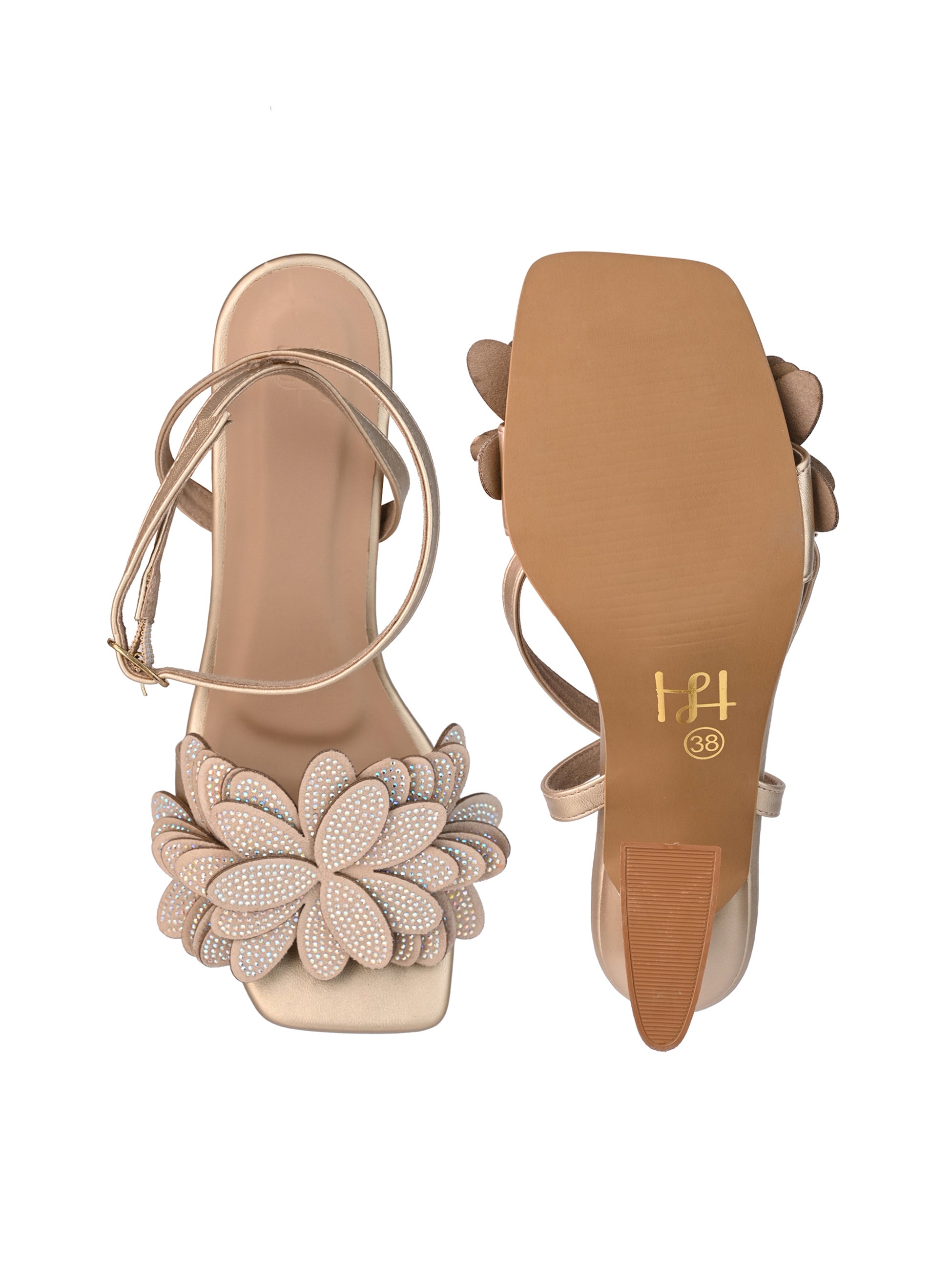 Hydes and Hues Golden Strap Heels