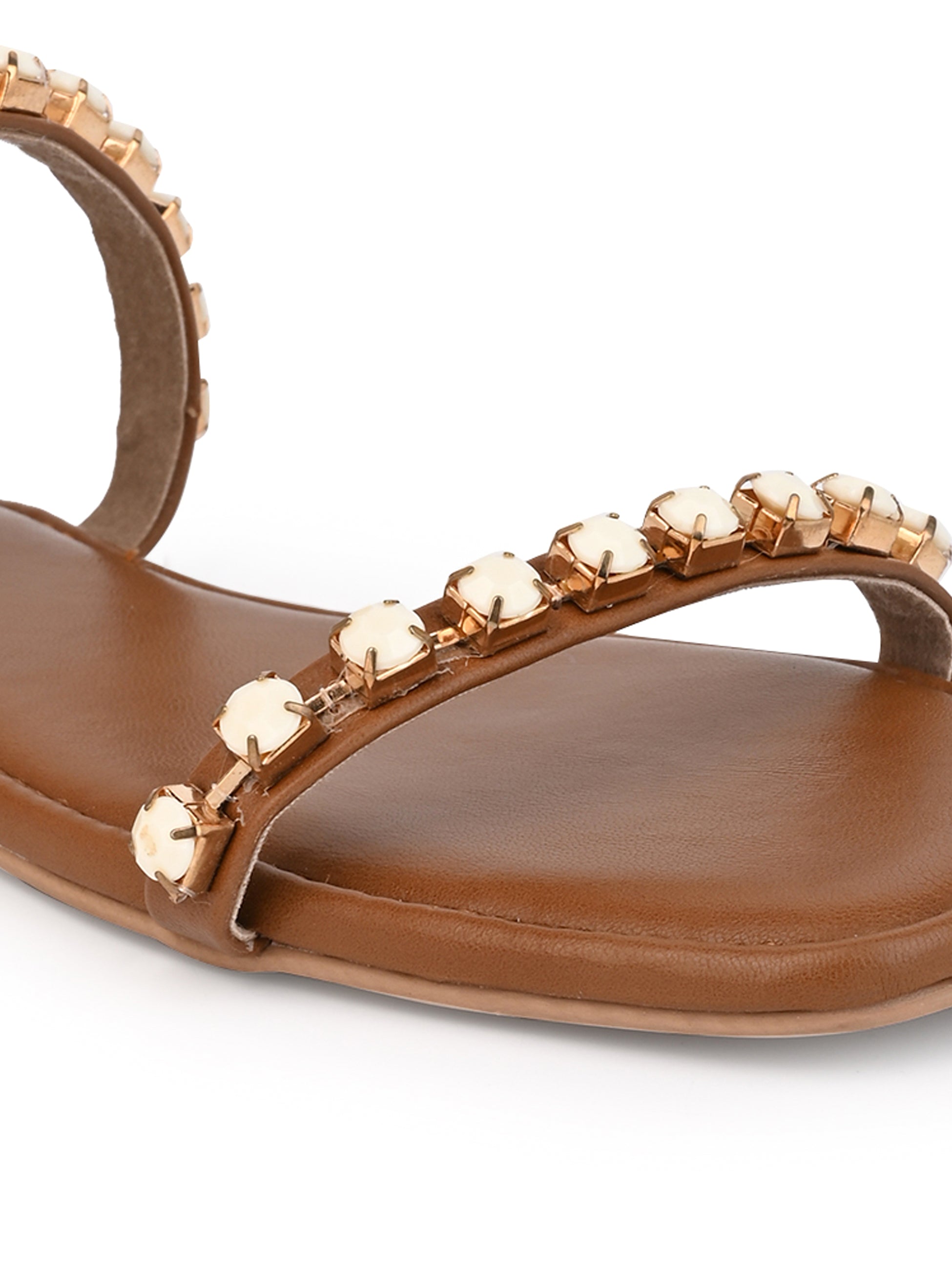 Hydes and Hues Women Open-Toe Studded Flats