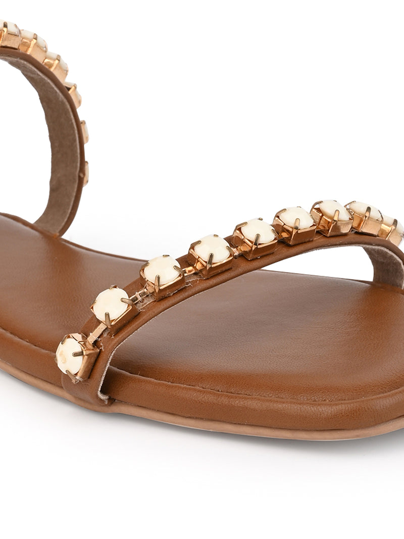 Hydes and Hues women open-toe studded flats