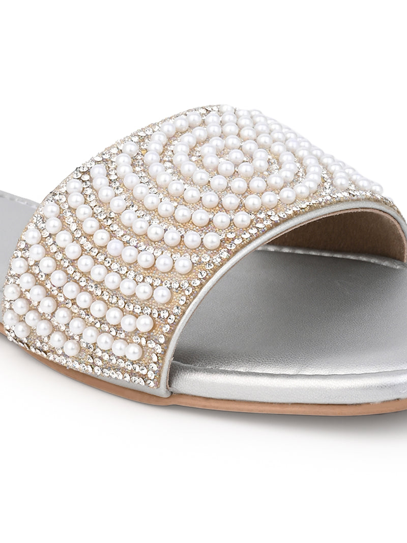 Hydes and Hues women embellished open-toe flats