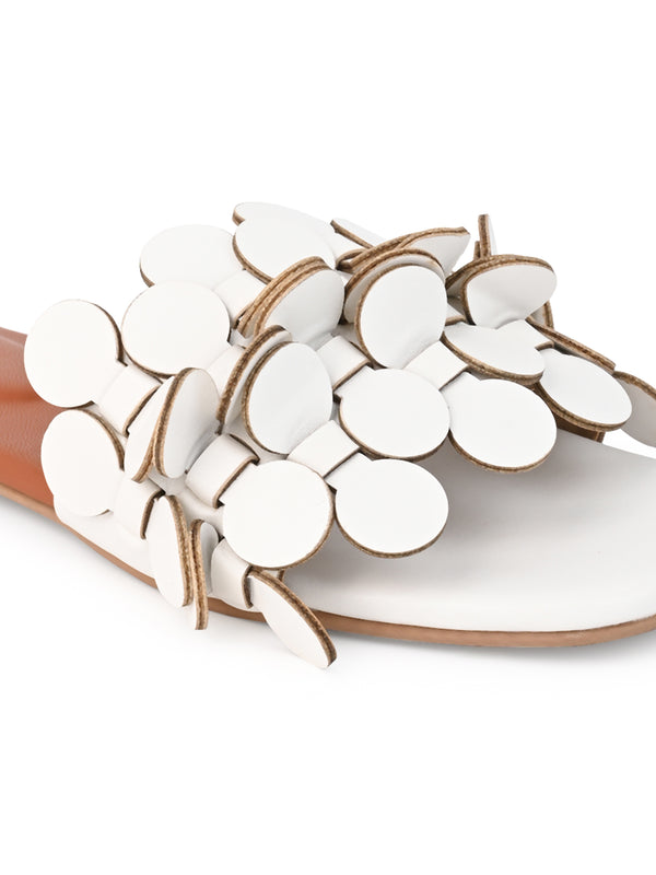 Hydes and Hues women open-toe White Coin flats