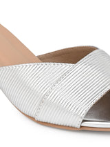 Hydes N Hues Silver Kitten Heel Sandal For Women