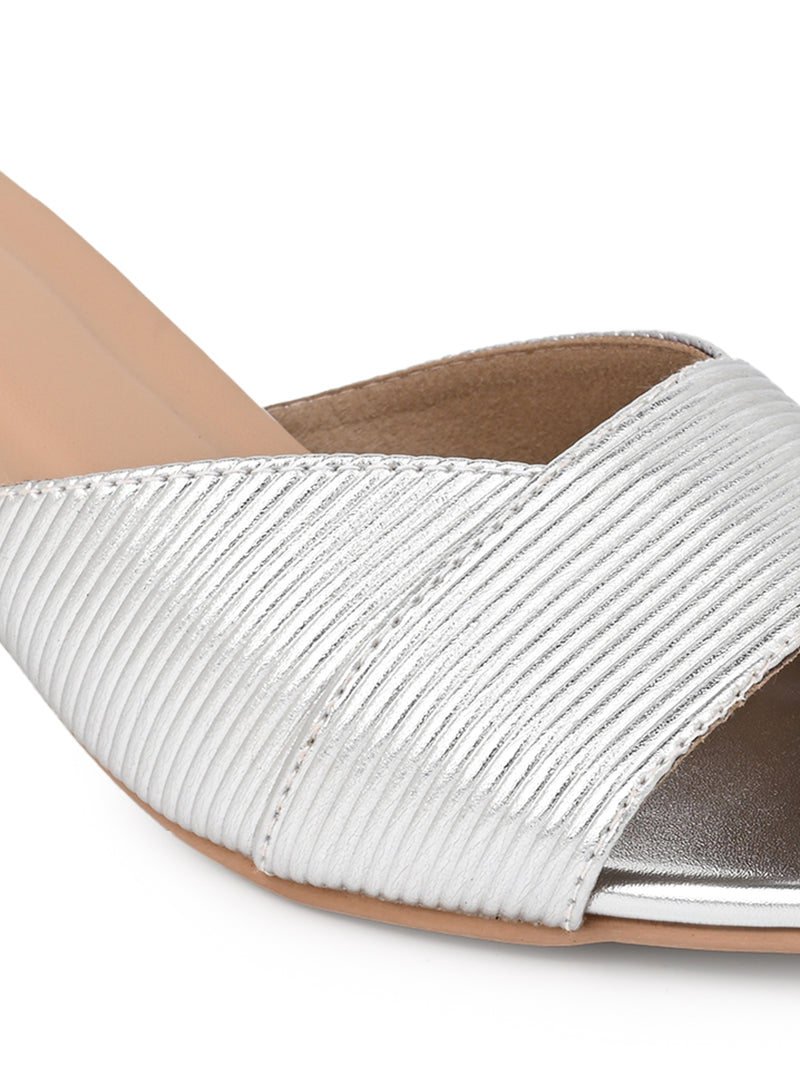Hydes N Hues Silver Kitten Heel Sandal For Women
