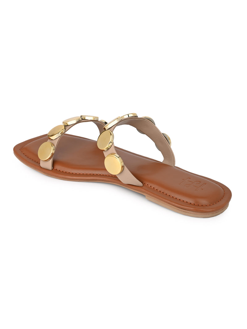 Hydes N Hues Golden coin Open toe Flats For Women