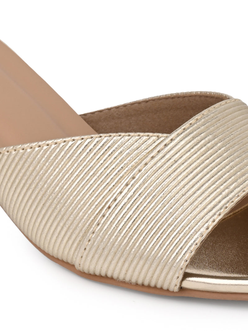 Hydes N Hues Gold Kitten Heel Sandal For Women