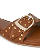 Hydes N Hues Tan Buckle Flats For Women