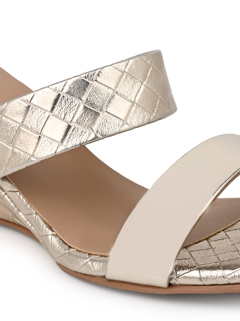 Hydes N Hues Gold Small Wedge Heel Sandal For Women