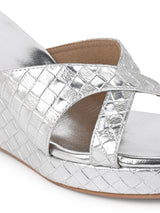 Hydes N Hues Silver Wedge Heel Sandal For Women