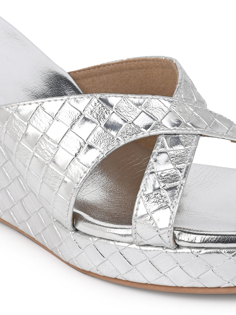 Hydes N Hues Silver Wedge Heel Sandal For Women
