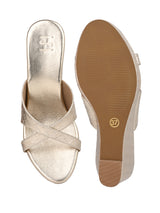 Hydes N Hues Gold Wedge Heel Sandal For Women