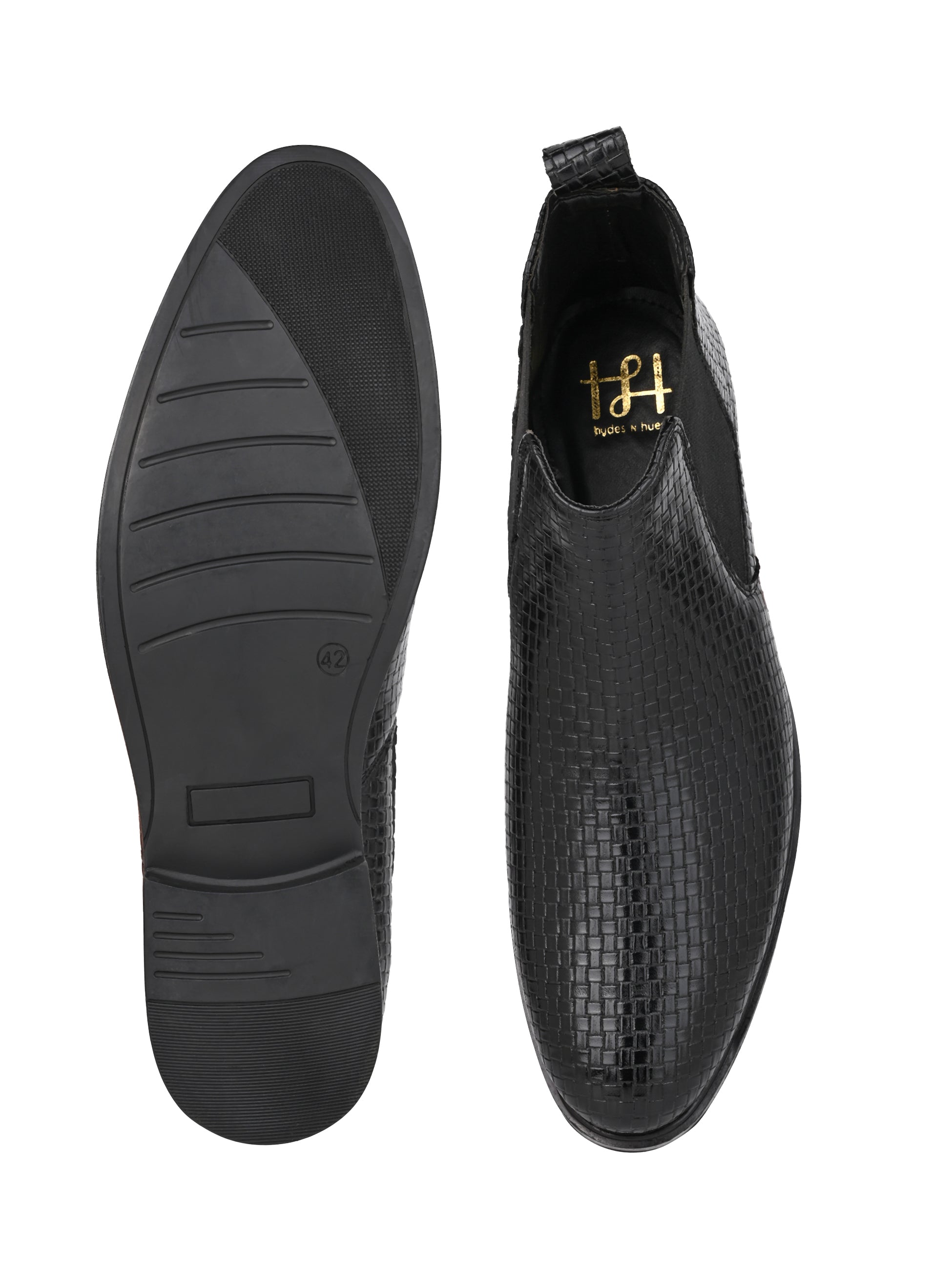Hydes N Hues Men Black Textured Boots